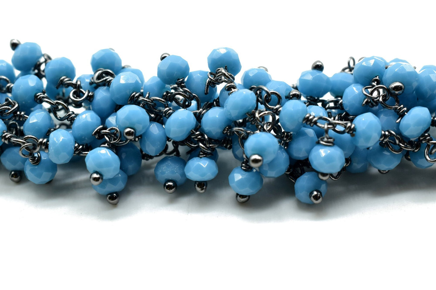 Turquoise Cluster wire wrapped rosary chain,Faceted Beaded Dangling Cluster Chain Sold Per Foot High Quality, bracelet, Boho Chic bracelet