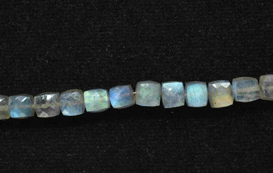 Labradorite 3D Box Briolettes,Natural Gemstone Faceted Box Strand,3D Square Shape Bead,Handmade Station Link,Labradorite Briolettes Beads,