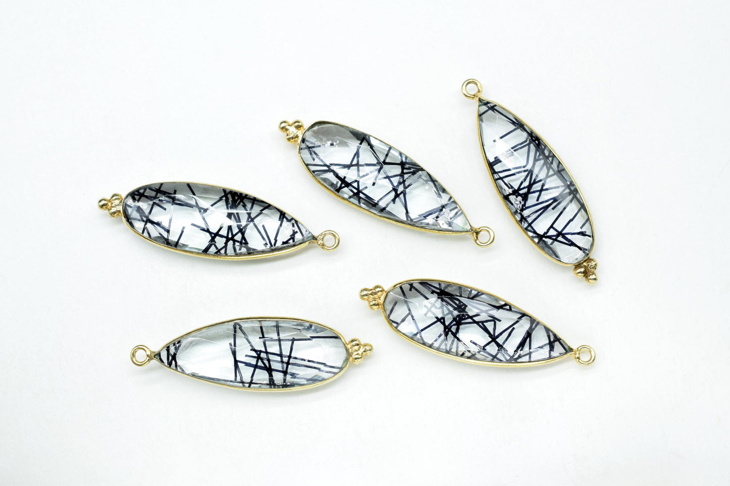 Black Rutile Quartz 10x30mm Bezel charms,Black Rutile Pendants,Jewelry making Connectors,Gemstone Bezel Connectors,Designer Bezel charms,