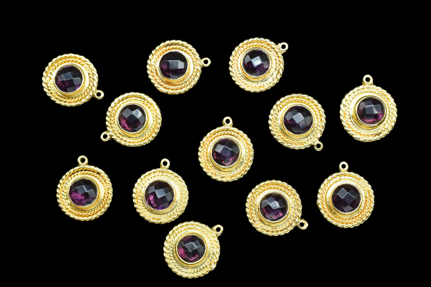 Gemstone Round Bezel Connectors,Handmade Component Pendant Beads Jewelry,Station Bezel Link,Craft Supplies,Single Bail Charms Pendants,Gift