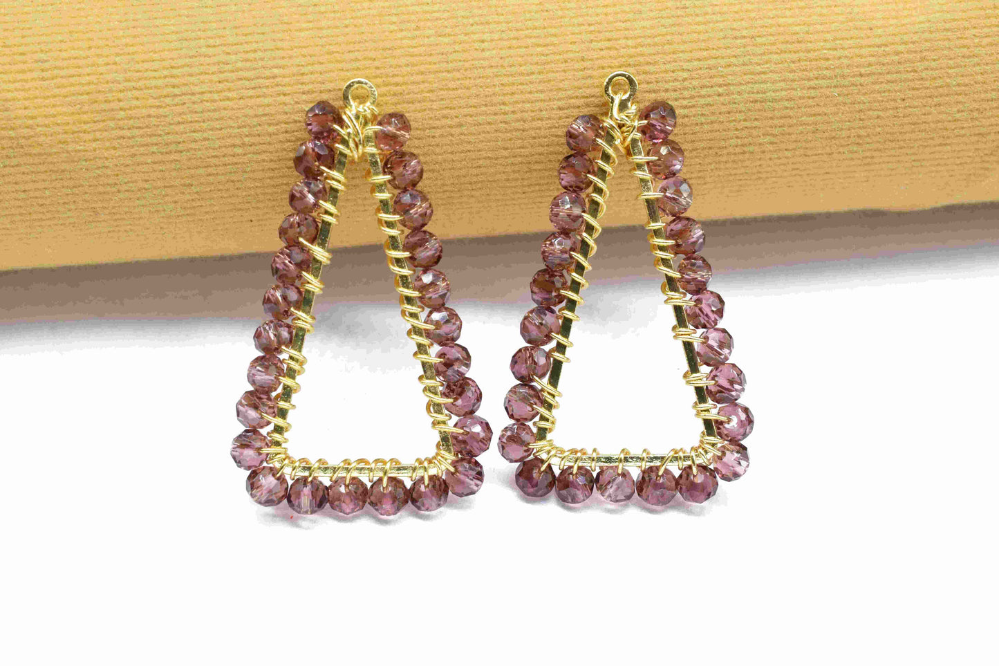 Amethyst Quartz Dangle Earring Component, Gemstone Wire Wrapped Component, Beaded Earring Connector,Finding Necklace Connector,Amethyst Gift