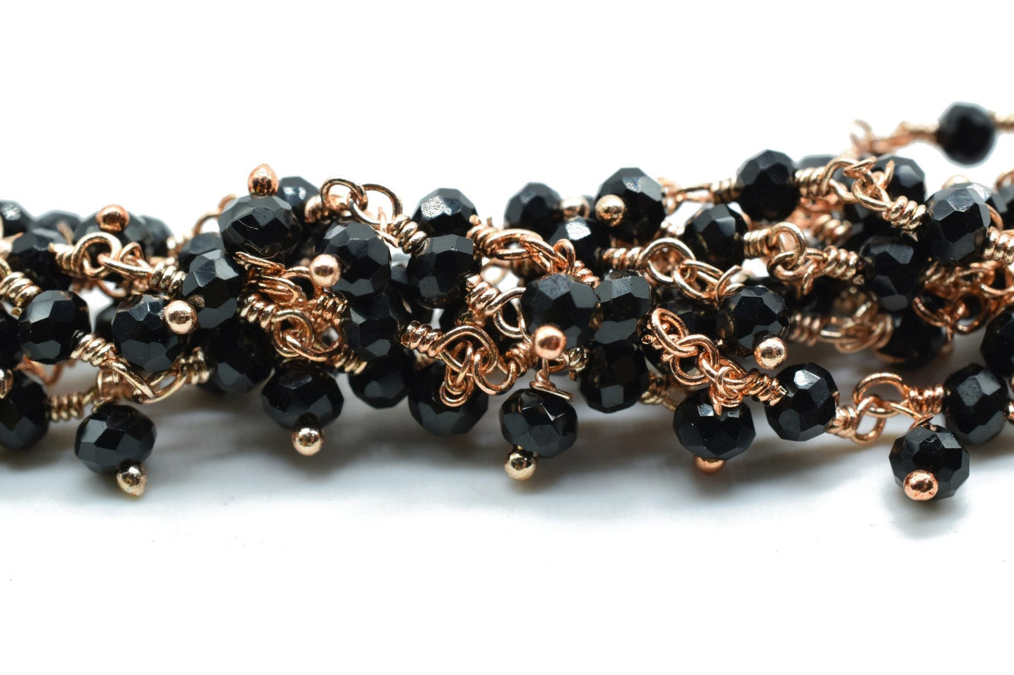 Black onyx Cluster Rosary Chain,Handmade Jewelry Making Wire Wrapped Beaded Chain By Foot For Necklace,Exceptional Spinel CLUSTER Rosary
