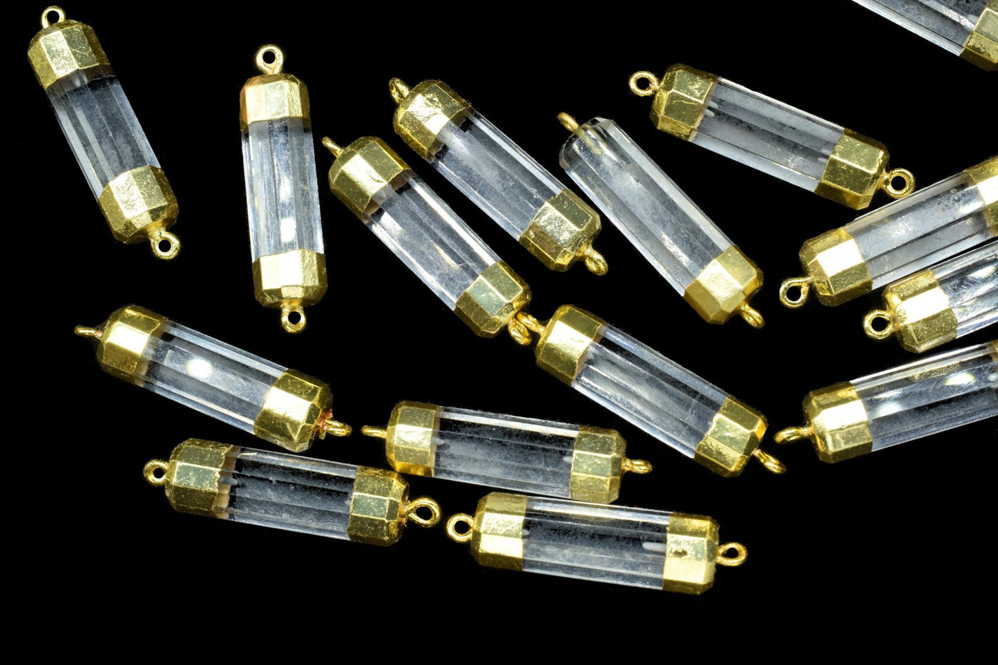 Crystal Quartz Point Pendants,Handmade Pencil Charms,Gemstone Jewelry Making Supply,Double Bail Pointed Connectors,Healing Crystal Pendant