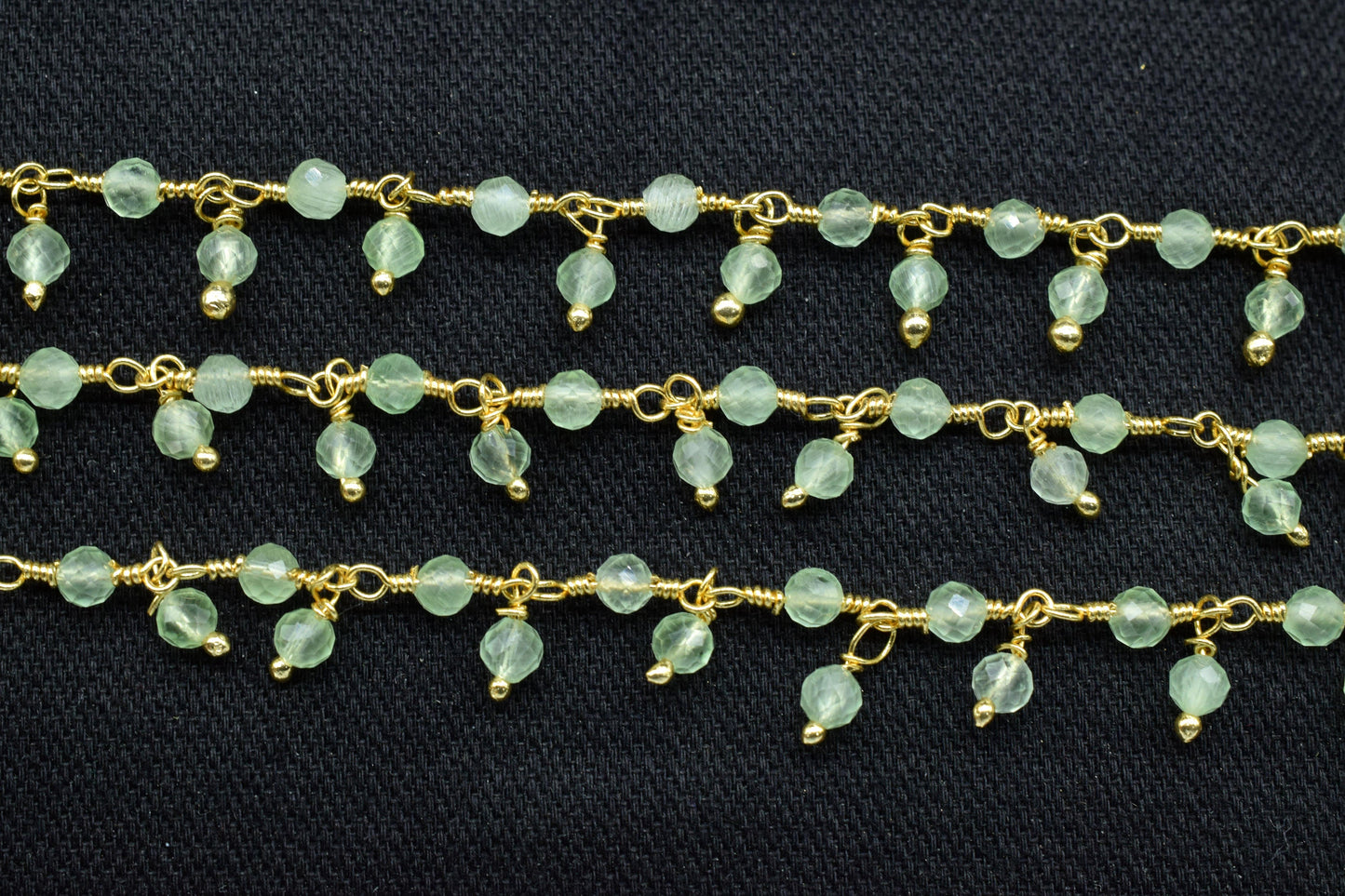 Natural Prehnite Dangling Bead Chain,Gemstone Rosary Chain,Wire Wrapped Necklace Chain,Prehnite Cluster Rosary Chain,Handmade beaded Jewelry