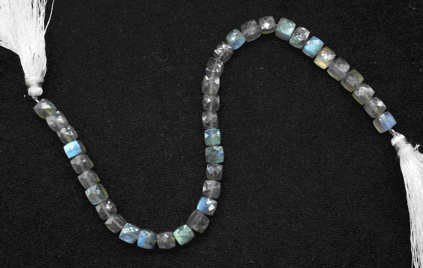 Labradorite 3D Box Briolettes,Natural Gemstone Faceted Box Strand,3D Square Shape Bead,Handmade Station Link,Labradorite Briolettes Beads,