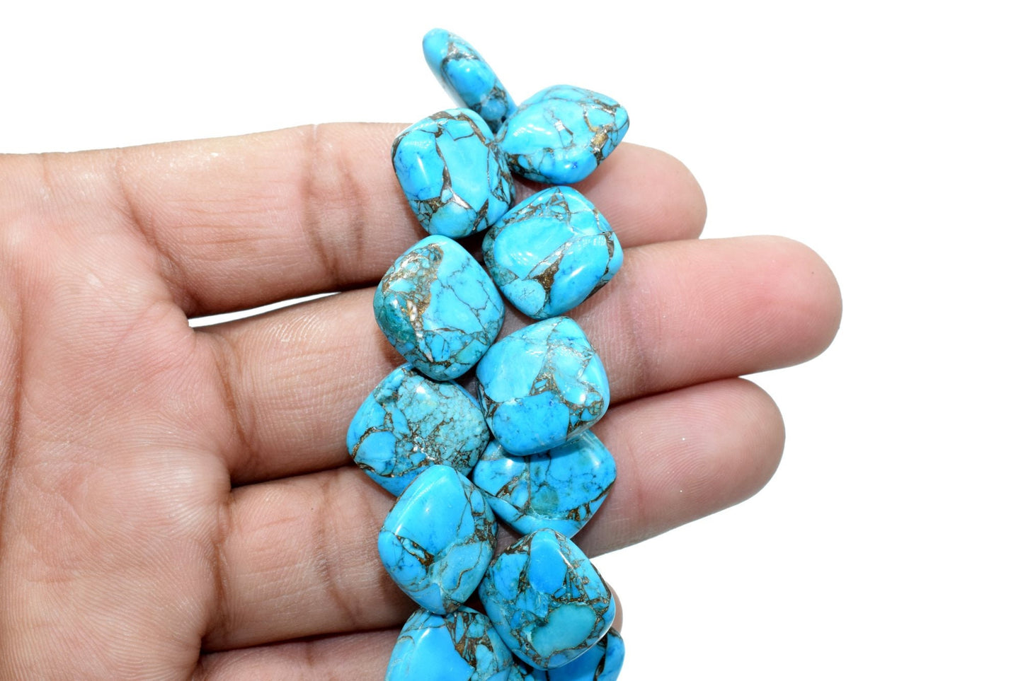 Copper Turquoise 14mm Smooth cushion beads,Calibrated Gemstones Briolette,cushion Shape Briolettes,Superb Item at Low Price,Turquoise Beads