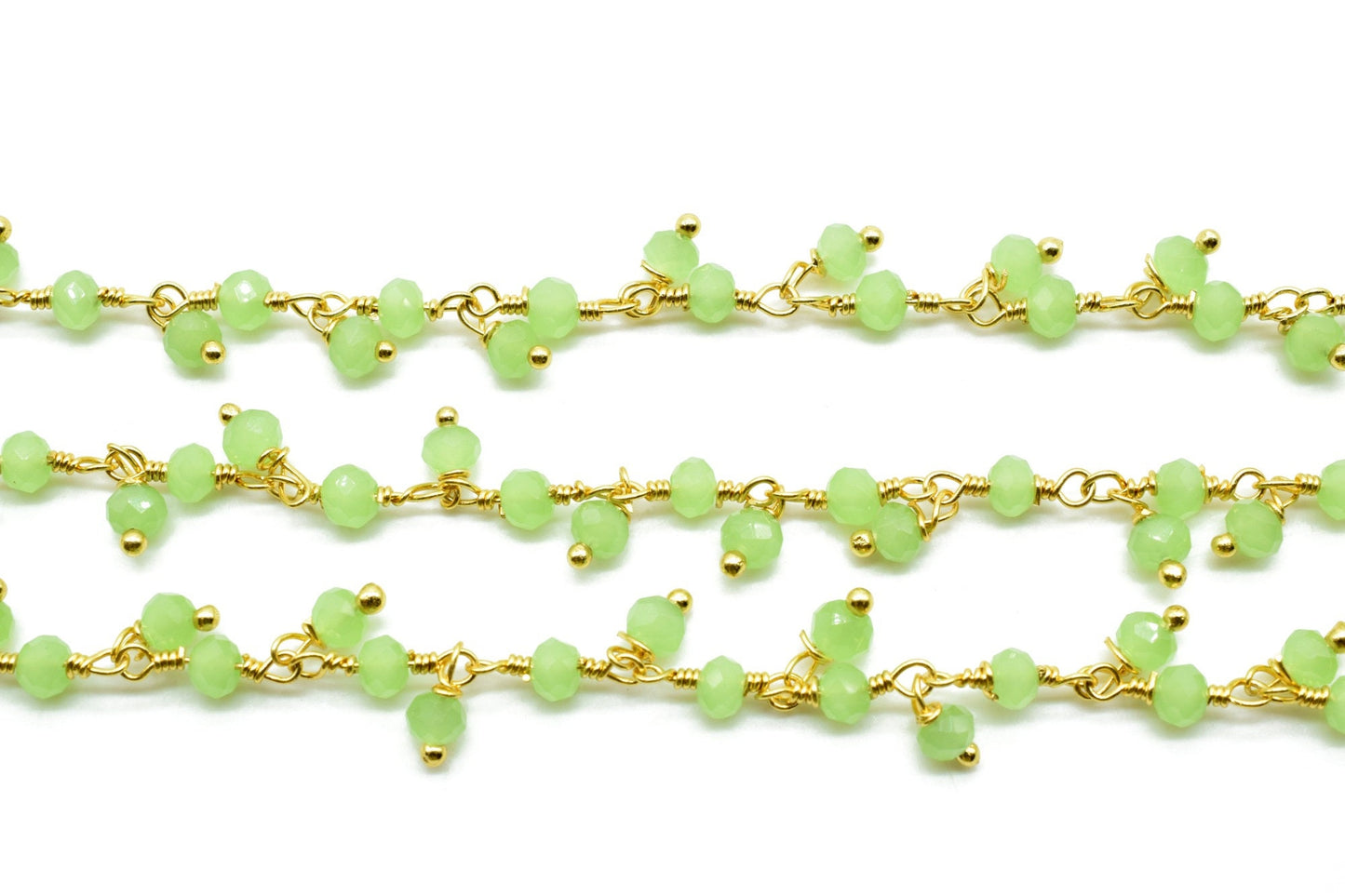 Prehnite Cluster Beaded Chain,Bead Chain,Dangling Chain,Thick Chain, Gold Wire Wrapped Prehnite Quartz Beaded chain,Handmade beaded chains