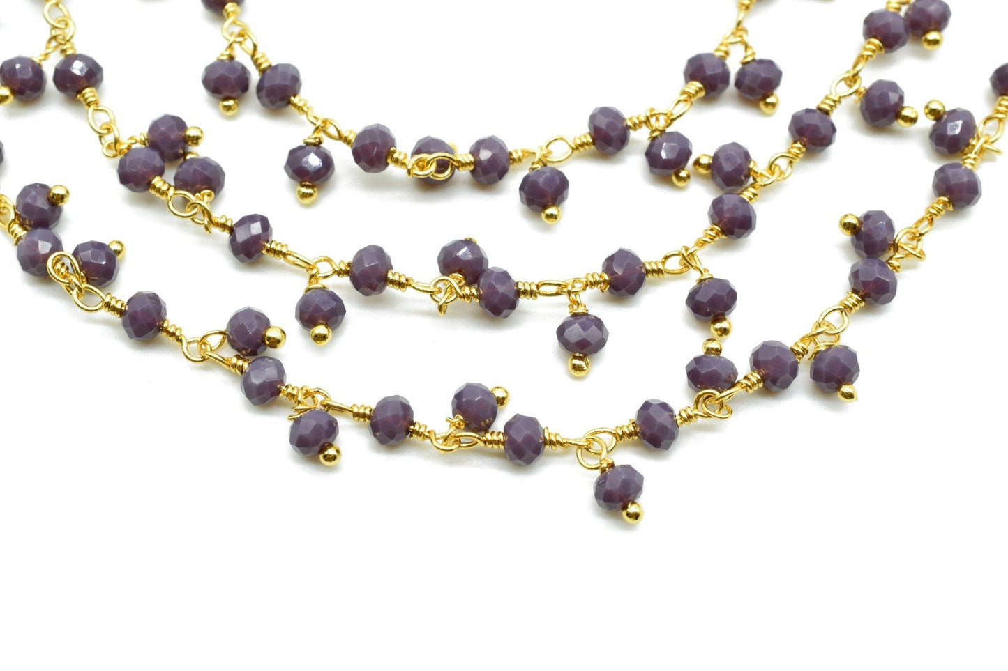 Purple Chalcedony Cluster Rosary Chain,Handmade Jewelry Making Wire Wrapped Beaded Chain By Foot, Necklace, Chalcedony CLUSTER Rosary chain