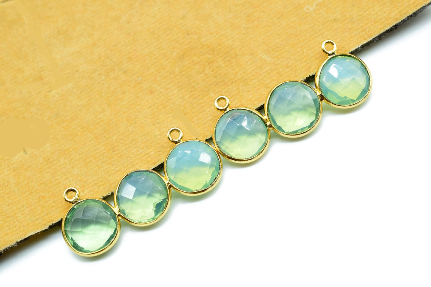 Green Opalte Jewelry component,Attached Bezel Earring,Green Pendant,Green Earring,Jewelry Making Supply,Gold Plated Bezel Set Double Bail