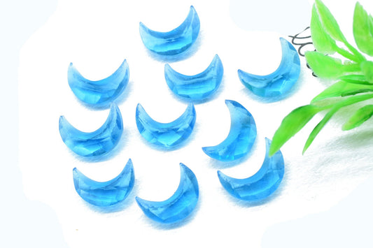 London Blue topaz Gemstone, Crescent Moon, 15mm Moon Shape Beads, Faceted Moon Shape Gemstone, One Side Cut Moon, Crescent Moon For Earring