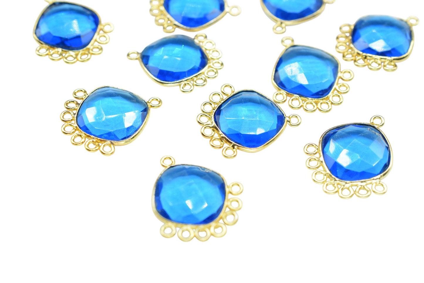 Blue Topaz 14mm Cushion Bezel Charms/Gemstone Single Bail/Component charm/Handmade Jewellery Connectors/Women Jewelry/Handmade Connector