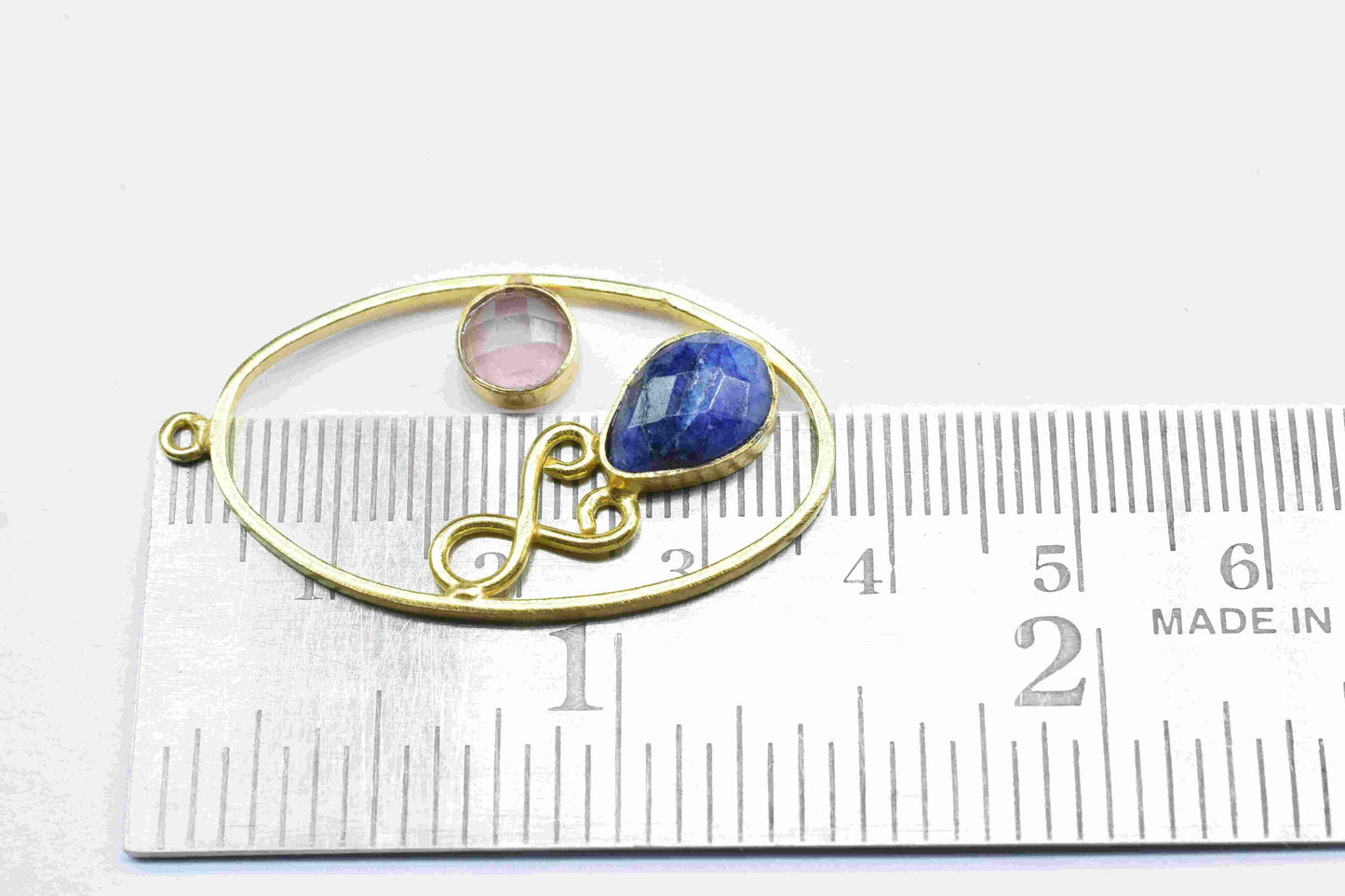 Multi Gemstone Finding Pendant,Rose Quartz Round Connector,Sapphire 7x10mm Teardrop Shape Component,Finding Necklace Component Jewelry,Gift