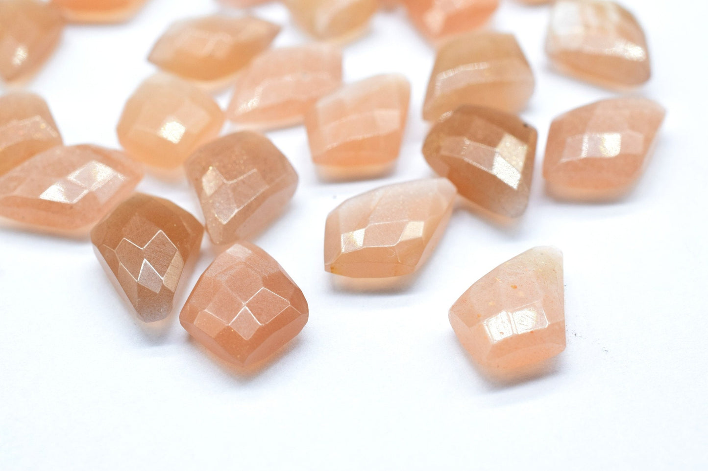Peach Moonstone 10x14mm  Faceted Tie shape Briolettes,Faceted Briolette,polished,Handmade Gemstone,jewellery making,gemstone beads,Moonstone