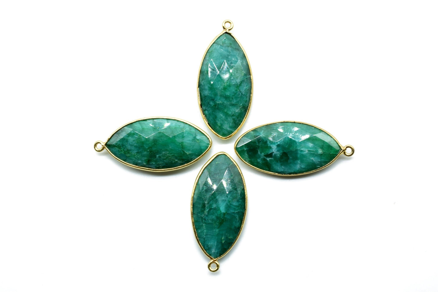 Emerald 15x30mm marquise shape Single bail Connector,Emerald bezels,Jewelry making supplies,Single loop Pendant,Emerald Bezel Links,Emerald