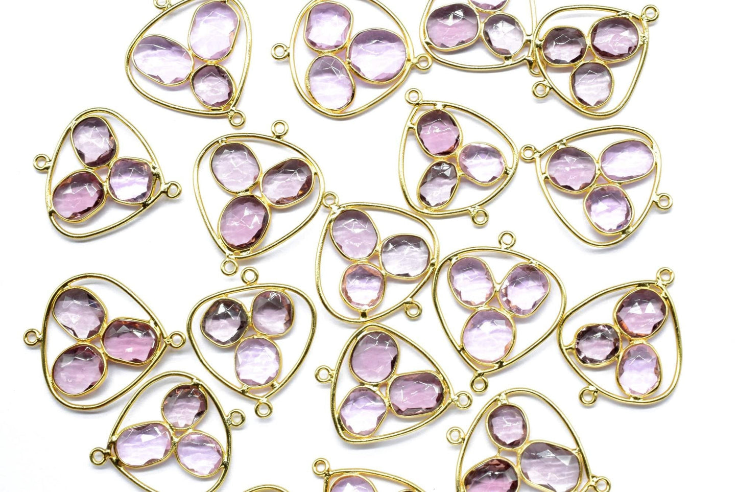 Pink Amethyst Gemstone Component Jewelry,Amethyst Quartz Earring Component,Finding Necklace Connector,Pink Amethyst Beaded Earring Connector