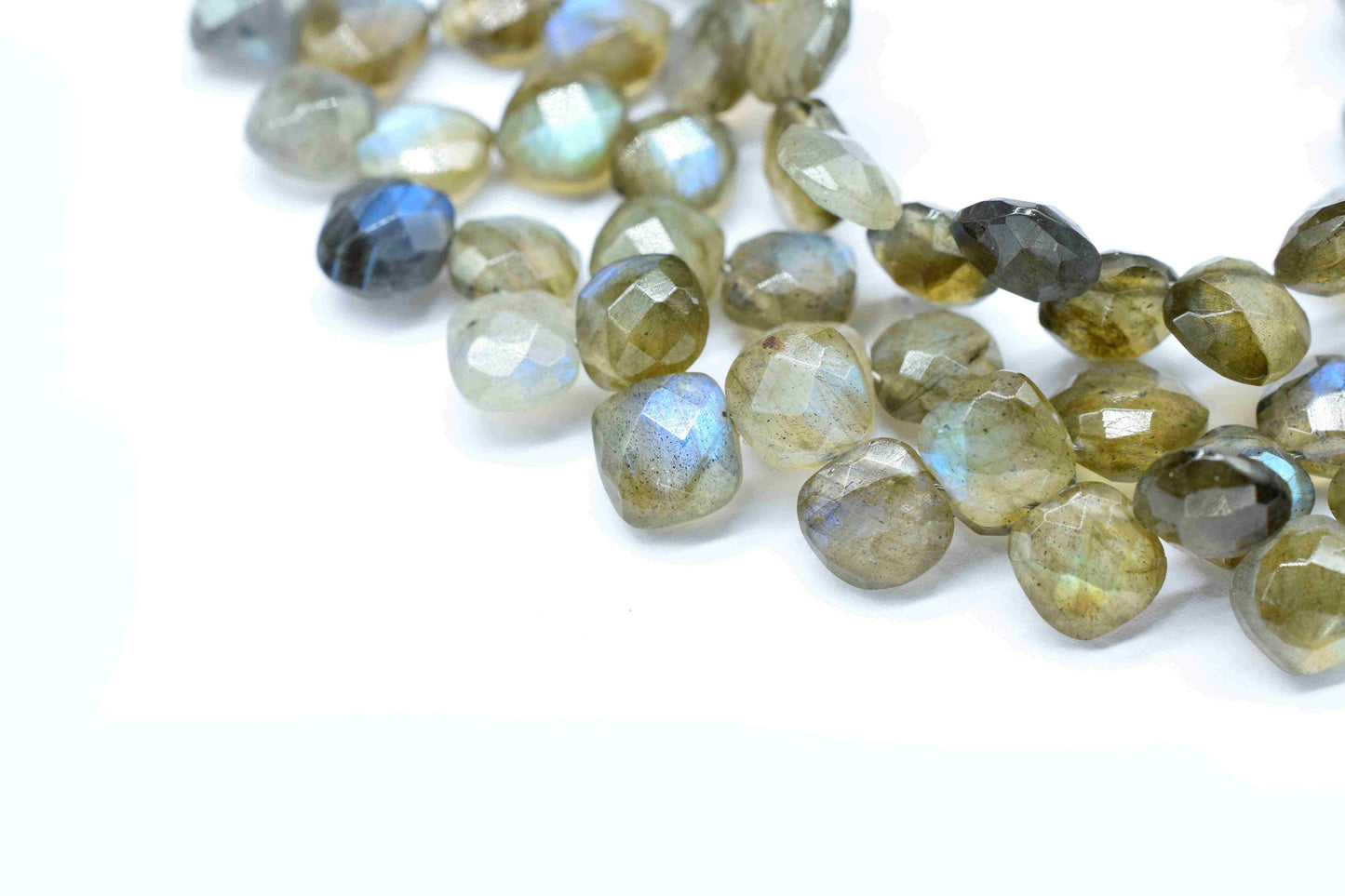 Labradorite Finest AAA Quality Faceted 6mm Cushion Shape Briolettes,Flashy Labradorite Beads, Labradorite Faceted Briolette,Gemstone Beads