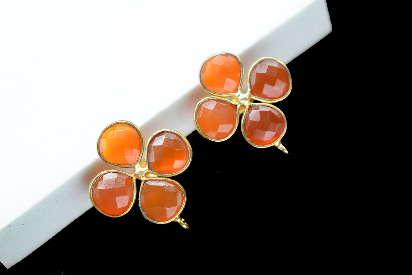 Carnelian Gemstone Earring Connector/Gold Plated Jewelry/Carnelian Handmade Jewelry/Bezel Component/Jewelry making Stone/Heart Shape Earring