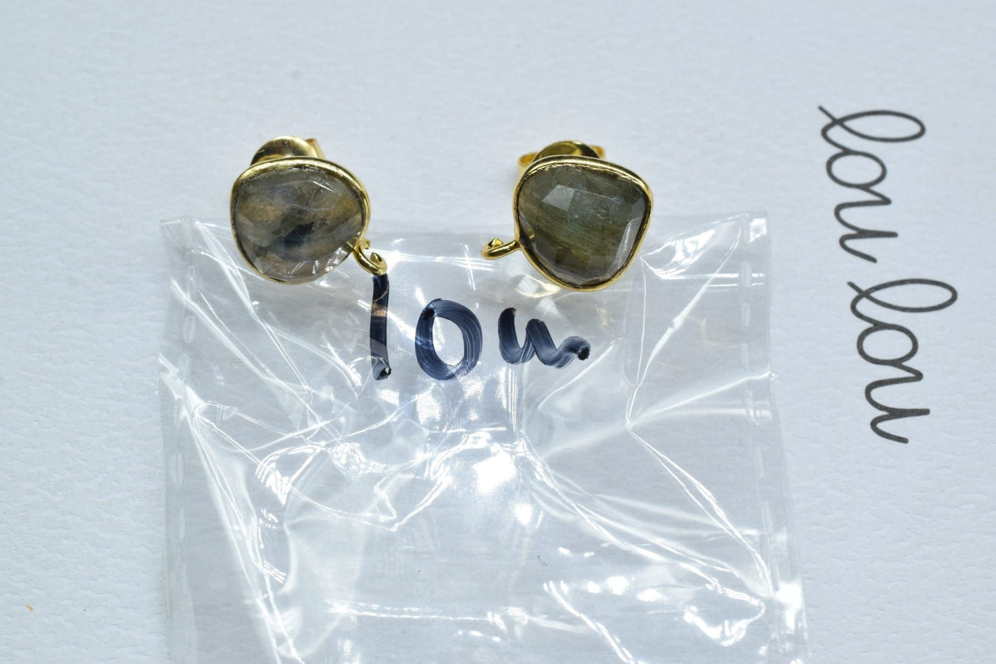 Labradorite 8mm Heart Shape Earring Connector,Gemstone Studs Connector,Craft Supplies,Jewelry Findings,Earring Making Connector,Labradorite