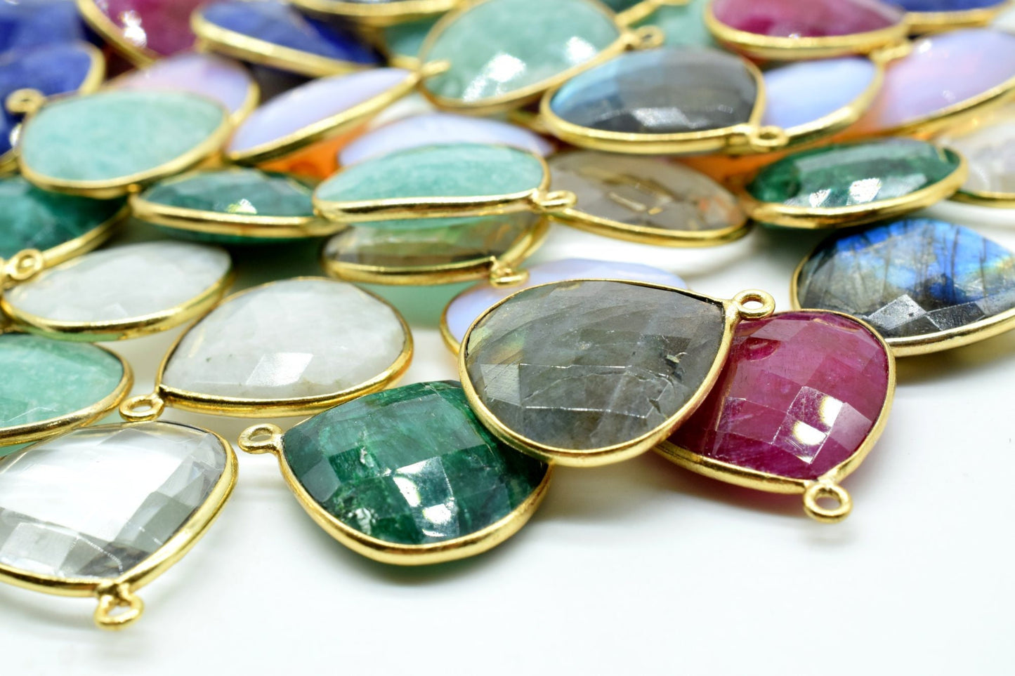 Amazonite 20mm Heart Shape Charm,Natural Amazonite Connector Bezel ,Heart Shape,natural stone charm for necklace earring,Gold Bail Charms,