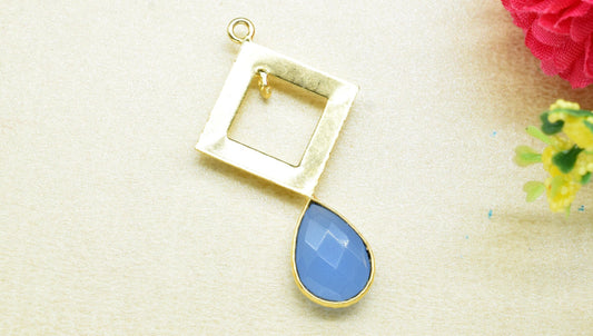 Blue Chalcedony Teardrop Pendant/Single Bail Charms/Blue Chalcedony Faceted Gemstone Pendant/Gemstone Components/Handmade Jewellery Making