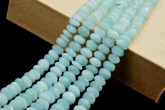 Natural Amazonite Faceted Round beads,7.5x8mm Faceted Loose Gemstone Spacer Bead for DIY Jewelry Making,Amazonite Bead Jewelry,Gemstone Bead