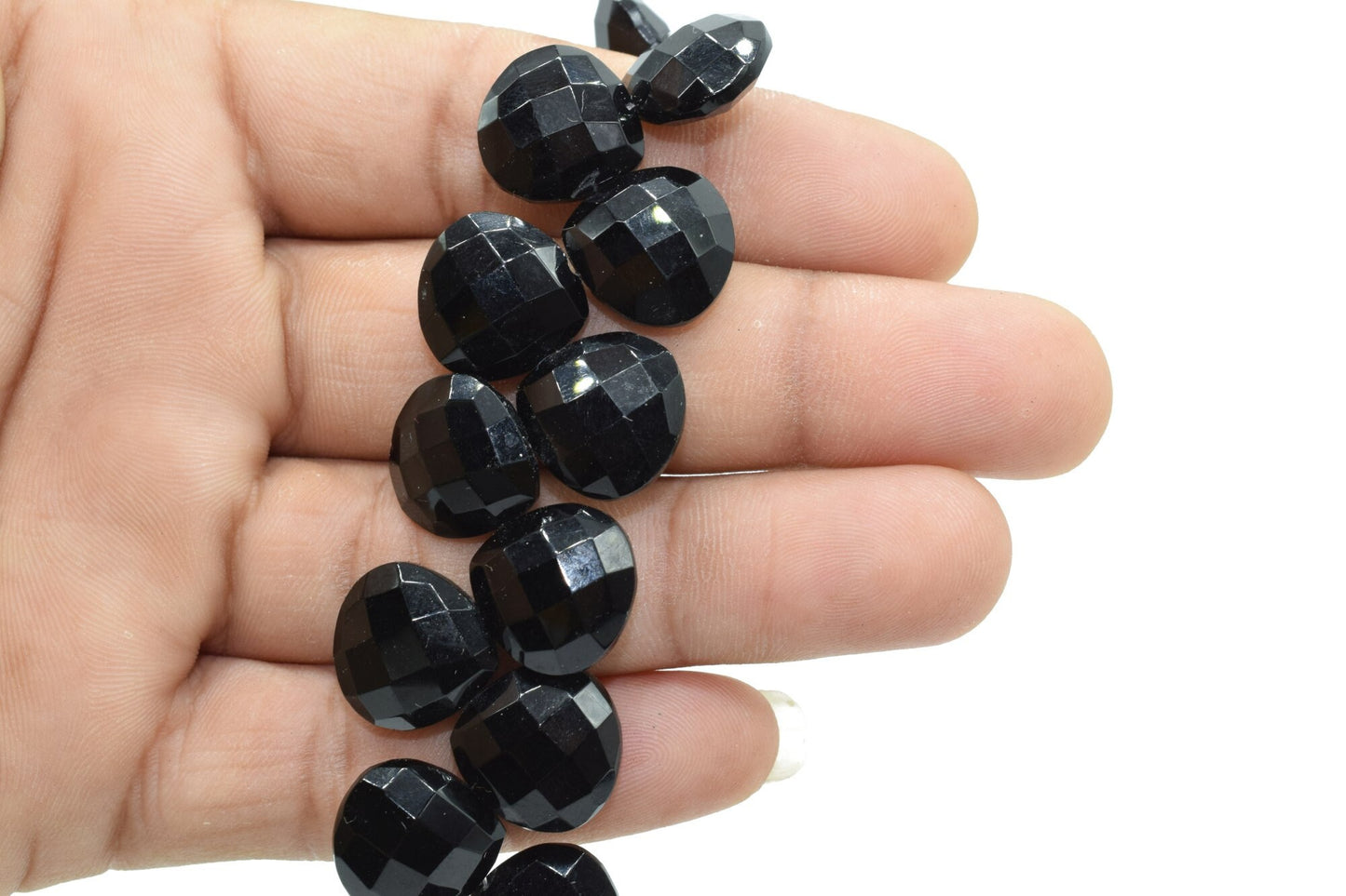 Black onyx 14mm Heart Shape Briolettes,Black onyx Side drilled Briolette,Jewelry making supplies,craft supplies,Black onyx Briolettes,Gift