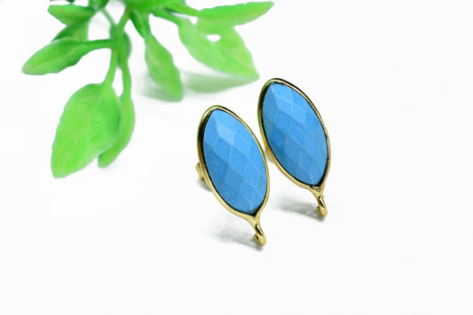 Turquoise Marquise Earring Connector,Gemstone Stud Connector,Craft Supplies,Jewelry Findings,Jewelry Making Connector,Turquoise Jewelry,Gift