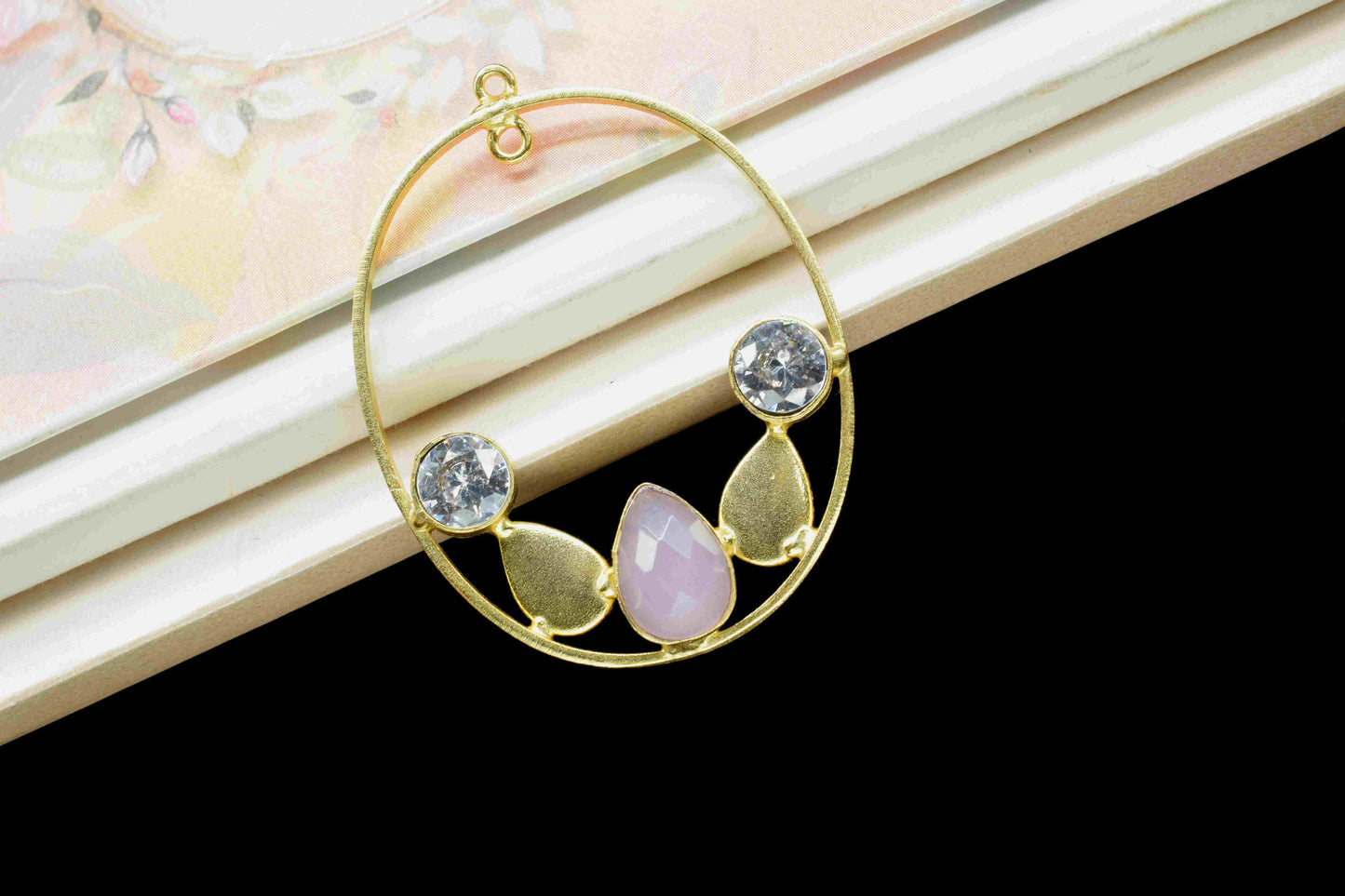 Multi Stone Rose Quartz Zircon Pendant,Gemstone 7x10mm Teardrop Shape Component,Finding Pendants Jewelry,Rose Quartz Earring Connector,Gift