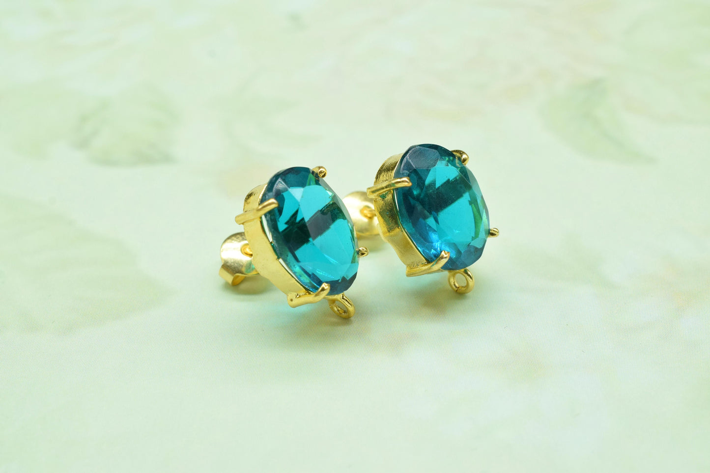 Neon Apatite Studs Earring,Gemstone Station Link,Craft Supplies,Handmade Beads Jewelry,Tanzanite Components Earring,Prong Bezel Earring,Gift