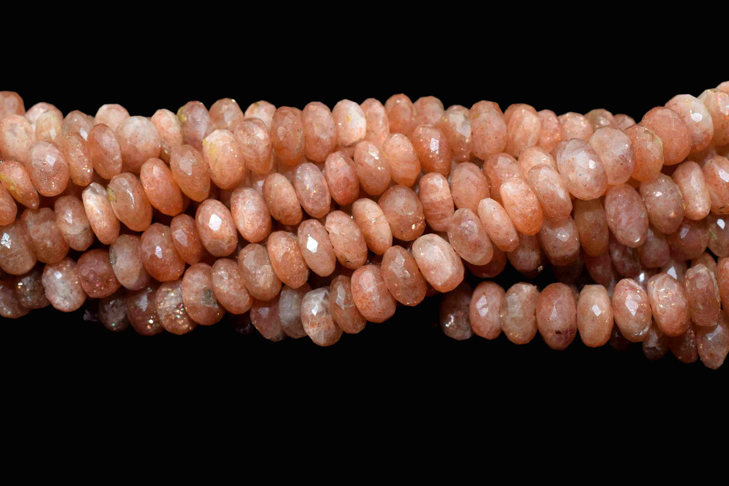 Sun Stone Faceted Rondelle Shape Beads, Sunstone 7.5x8.5mm Size Rondelle Faceted Gemstone Briolettes, Sunstone Beads Jewelry, Gemstone Beads