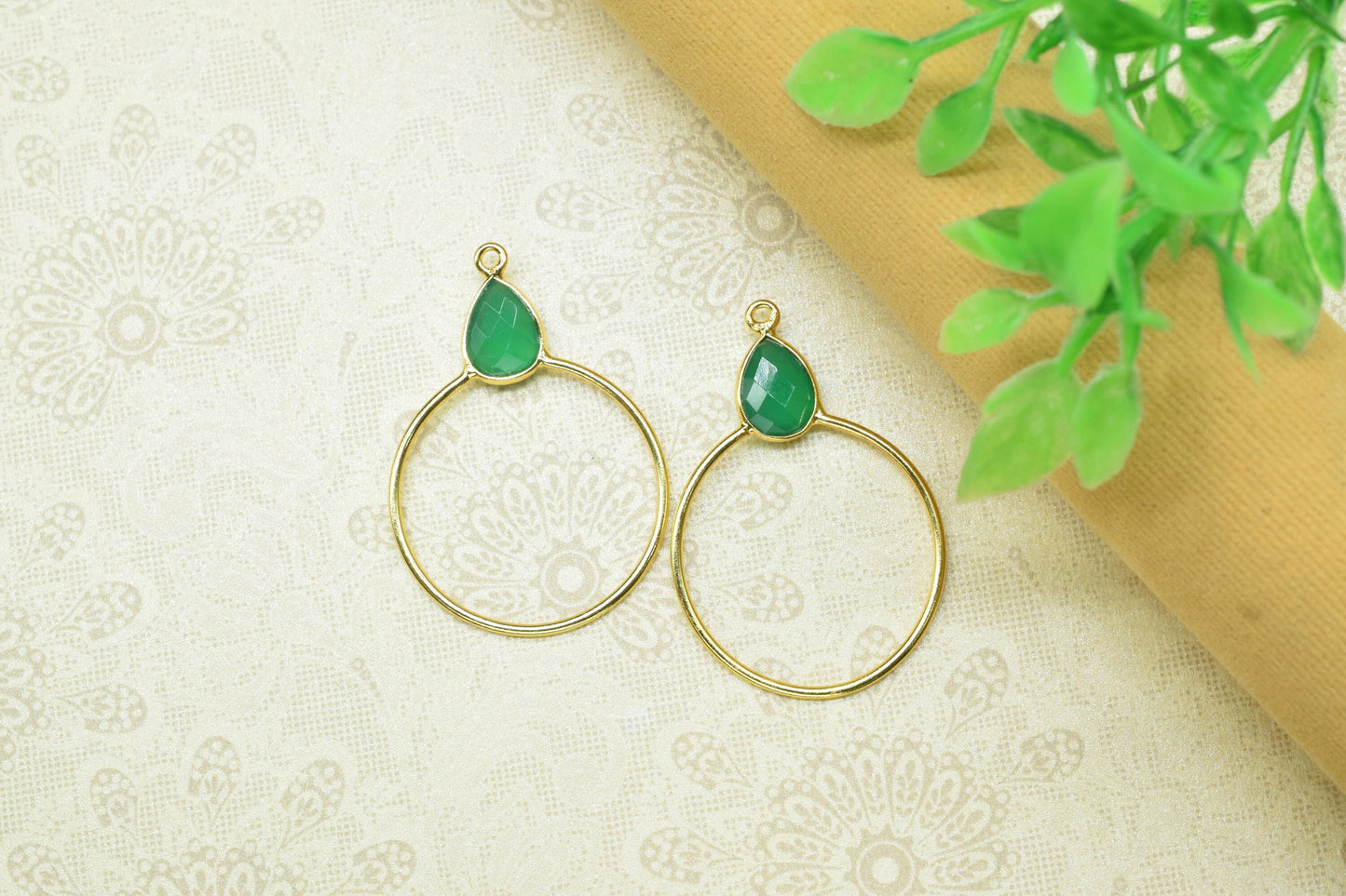 Gemstone Teardrop Earrings,Circle Handmade Pendants,Single bail Station Connector Jewelry,Earring Components,Findings Bezel Charms Pendants