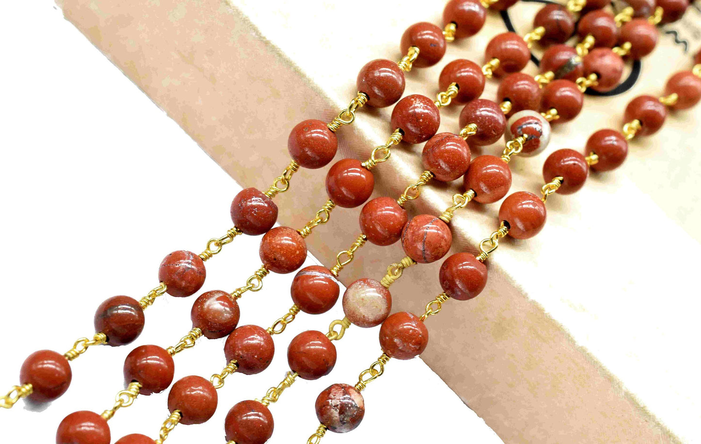 Red Jasper Smooth Gemstone 6mm Round Beads Rosary,Red Jasper Wire Wrapped Beads Chain,Red Jasper Beads Chains,Bulk Wholesale Beads Chains