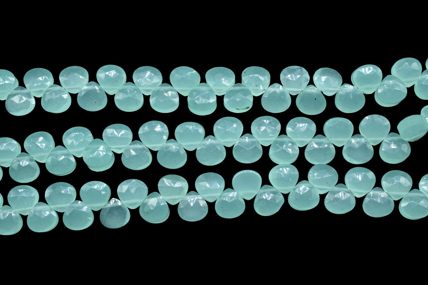 Aqua Chalcedony 6mm Heart Shape Briolettes,Chalcedony Briolette,AAA Quality Briolette,7''pear shape strand,Chalcedony stones Briolettes