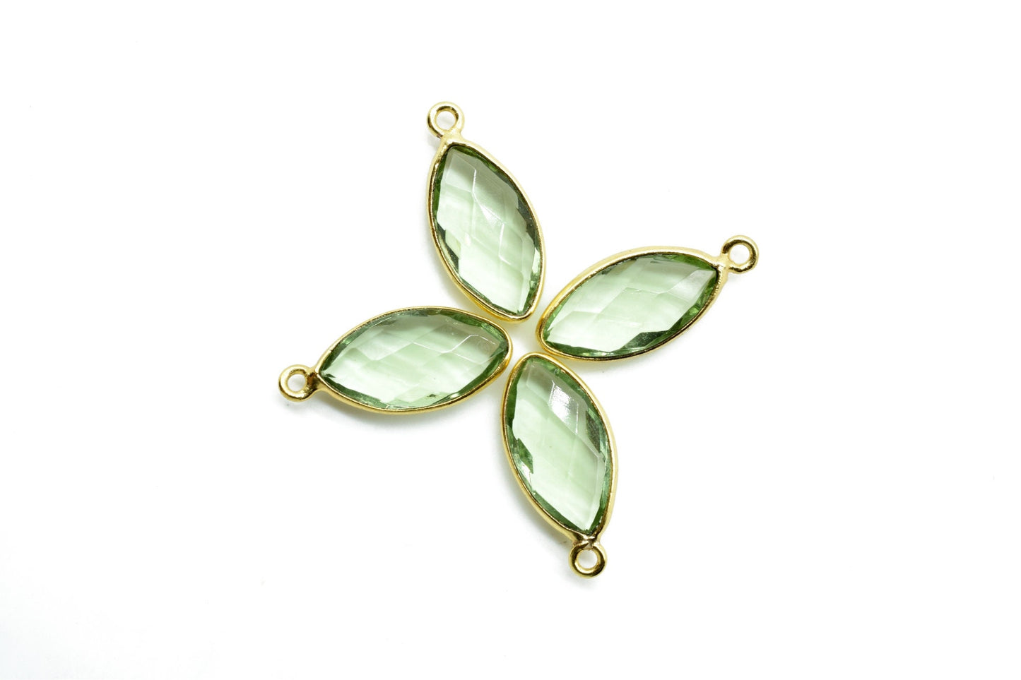 Green Amethyst 8x16mm marquise shape Single bail Connectors,Green Amethyst Single Bail bezel link,Jewelry making supplies,Single Bail Charms