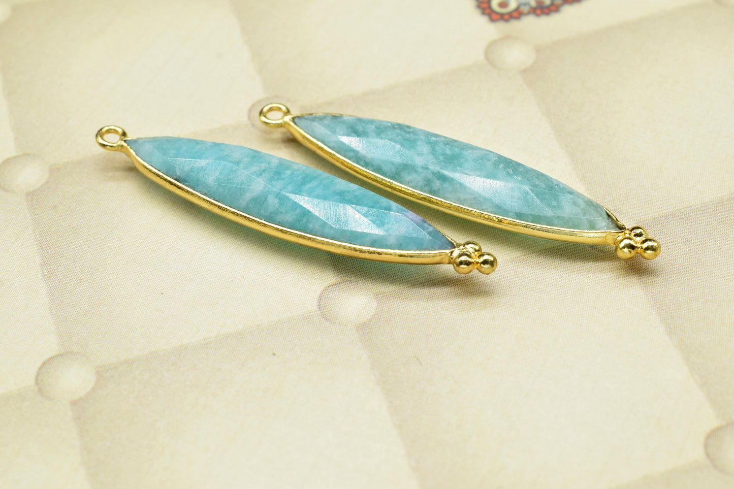Amazonite Gemstone 7x34mm Marquise Shape Single Bail Pendant Jewelry,Amazonite Gold Plating Jewelry,Amazonite Gemstone Faceted Pendant,Gift