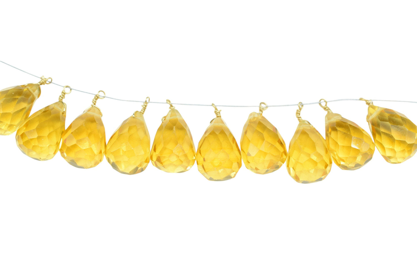 Citrine 10x14mm Faceted Drops,Citrine Wire Wrapped Gemstone Connector ,Citrine dainty Pendant,Citrine Connector Charms,Citrine Teardrop Bead