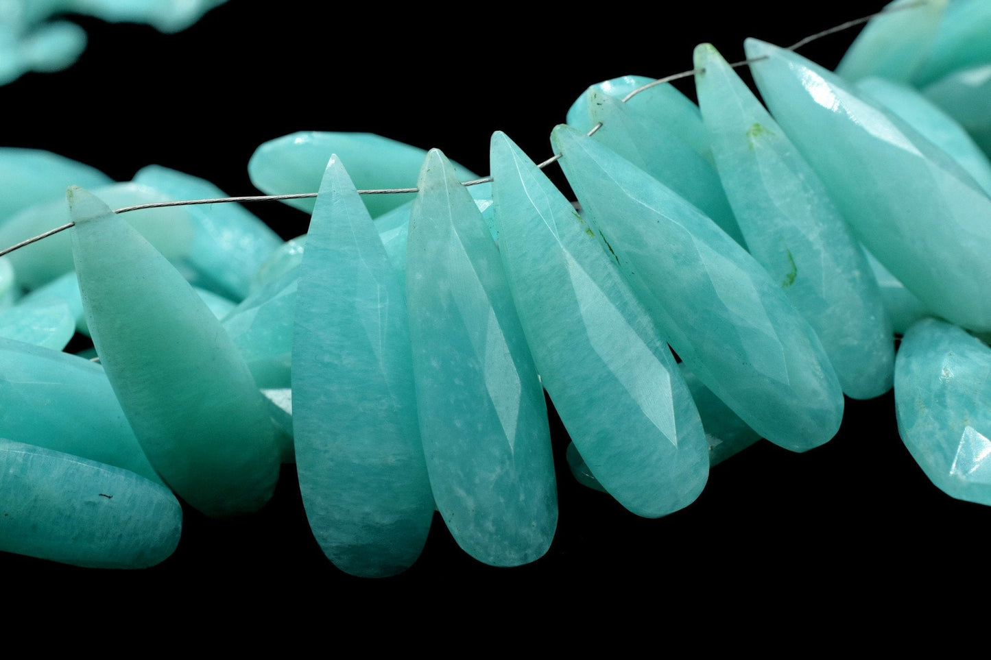 Natural Amazonite Faceted 10x30mm Pear Shape Briolettes,Long Pear Shape Beads,10x30mm Teardrop Beads,Amazonite Pear,Amazonite Teardrop beads
