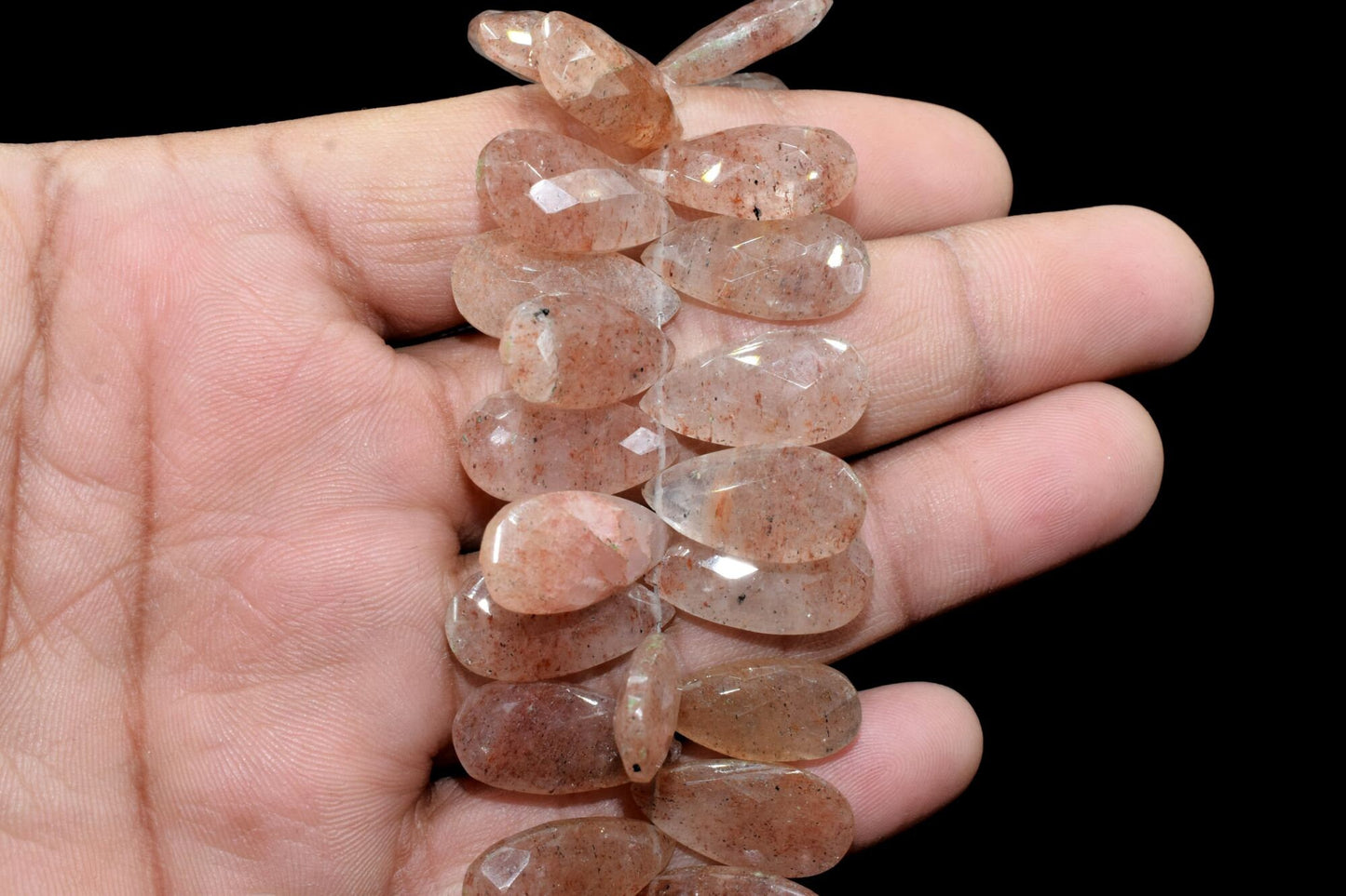 Natural sunstone 10x18mm Faceted Pear Shape Briolettes,Pear Shape Beads,sunstone Quartz Beads,Jewelry Making Supplie,Gemstone Pear Beads