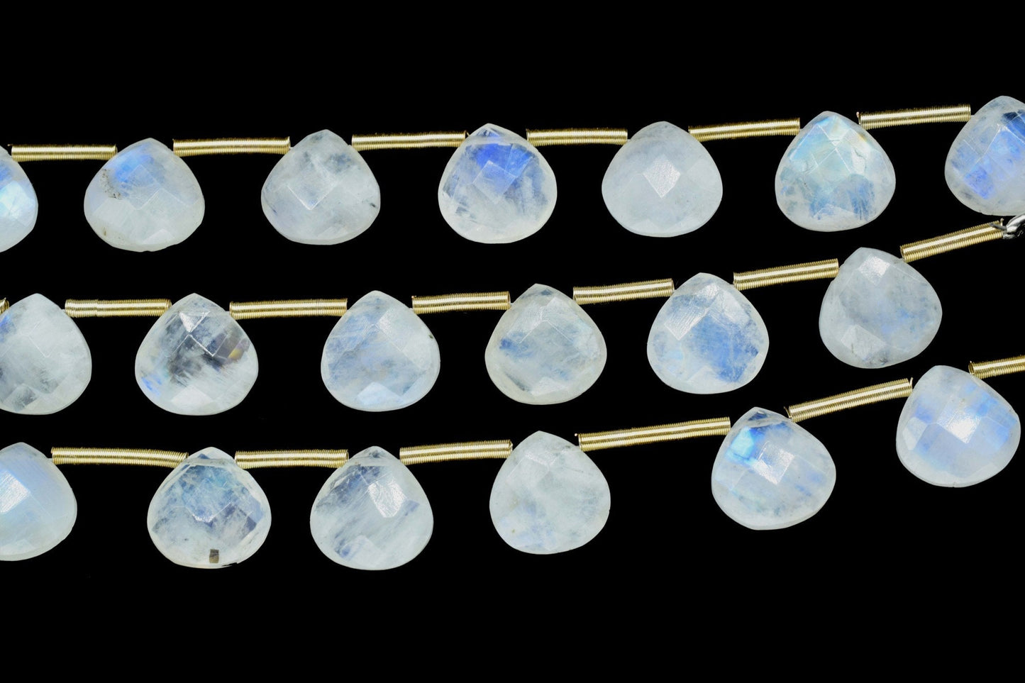 Rainbow Moonstone Faceted 10mm Heart Briolettes, Gemstone Beads,Moonstone strands,Jewelry Making Supplies,Moonstone Heart shape jewelry,Gift