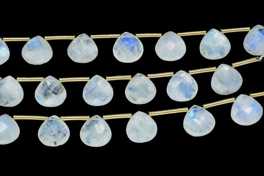 Rainbow Moonstone Faceted 10mm Heart Briolettes, Gemstone Beads,Moonstone strands,Jewelry Making Supplies,Moonstone Heart shape jewelry,Gift