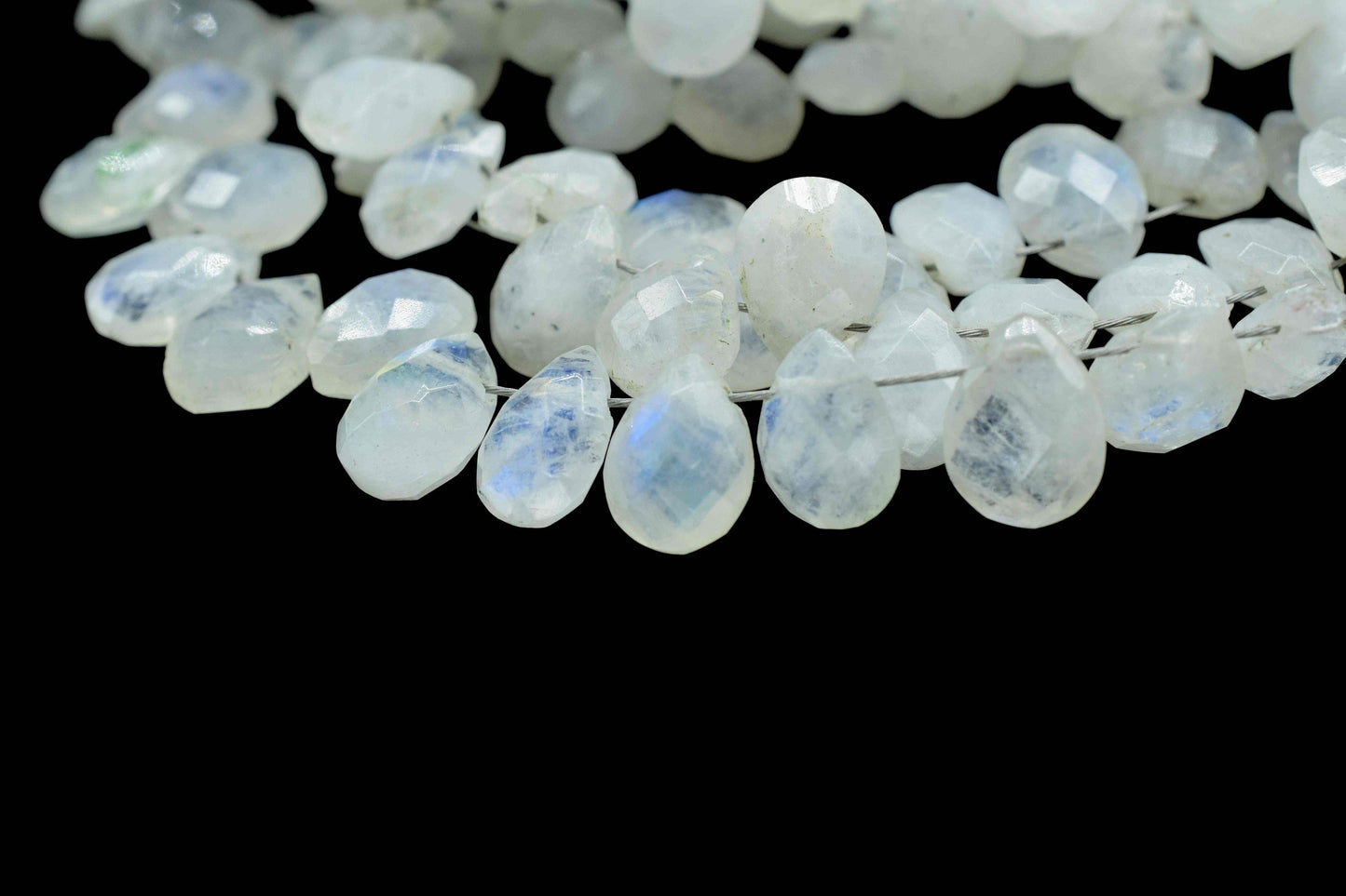 Moonstone Pear Shape Beads,Rainbow Moonstone Briolette,6x8mm Teardrop Faceted, AAA Quality Briolette, 8''Pear Shape Strand,Teardrop Faceted