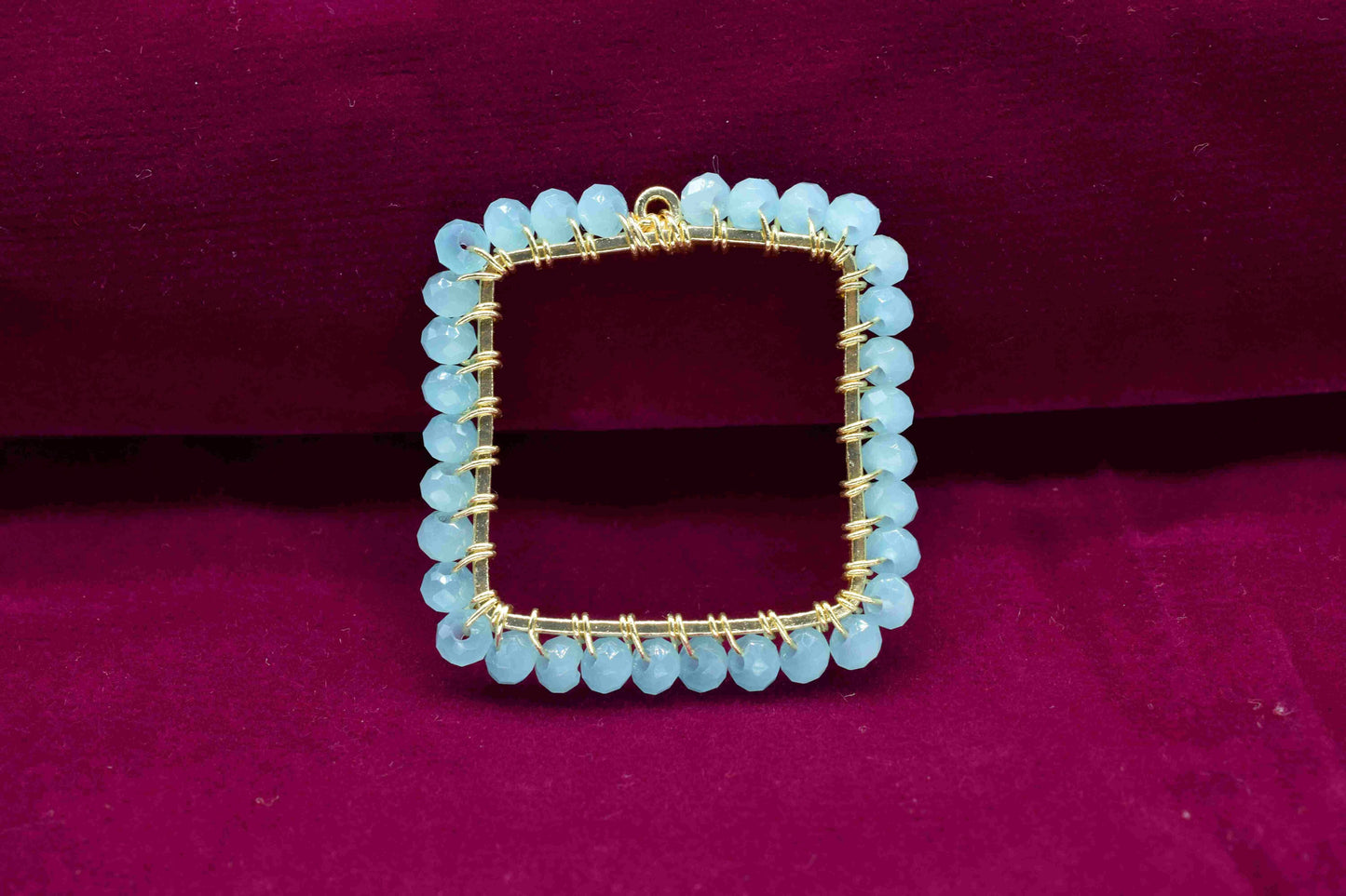 Aqua Quartz Wire Wrapped Dangle Connector, Gemstone Component, Finding Necklace Component Jewelry, Beaded Link Connector, Handmade Component