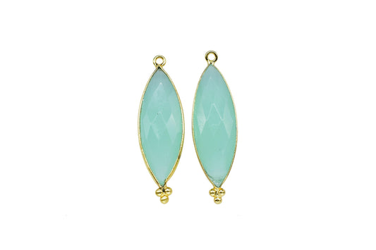 Aqua Quartz 10x30mm Bezel charm,Station Bezel Link Jewelry Suppliy,Aqua Quartz jewelry,marquise Shape Pendant,Aqua Quartz Gemstone Connector