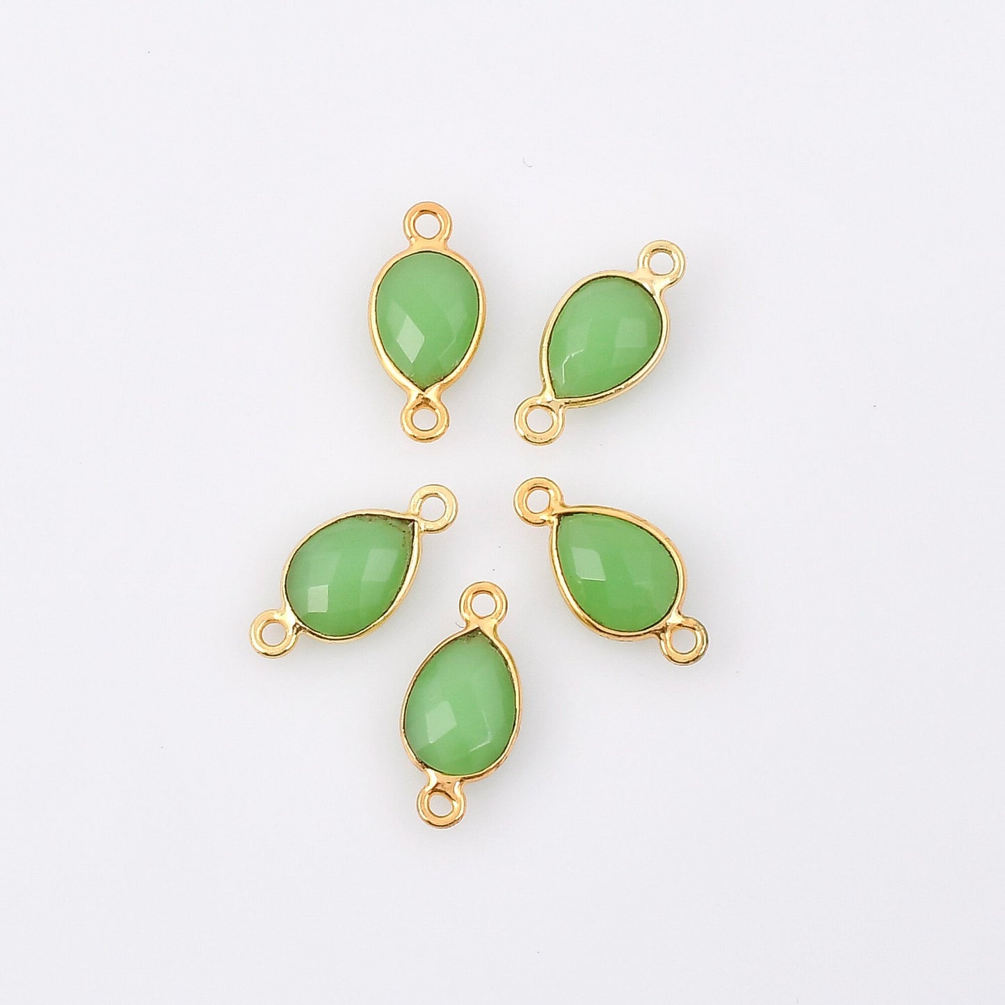 Chrysoprase 7x10mm Pear Shape bezel,Gold Plated bezel,Chrysoprase Bezel connectors,Gold Vermeil Bezel,jewelry making charm,Gold-Filled bezel