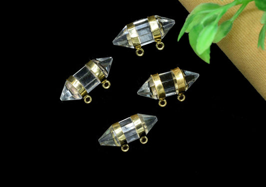 Crystal Quartz Point Pendant,Clear Gemstone Pendant,Pencil Connector,Clear Quartz Jewelry,Pencil Point Pendant,healing crystal pendant,Gift