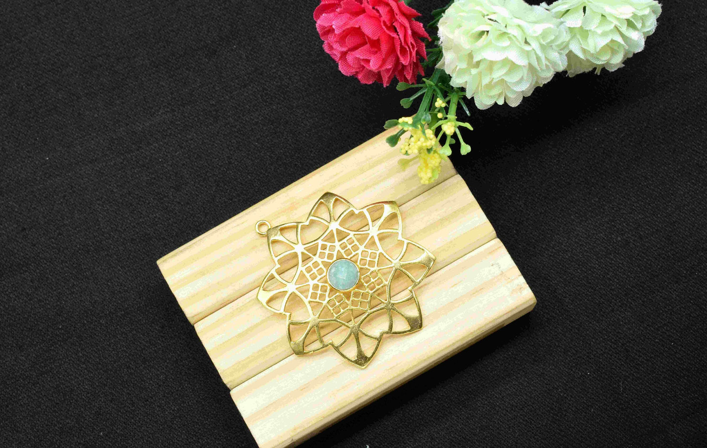 Amazonite Gemstone Component, Single Bail Charm, Amazonite Connector Pendant, Gold Plated Connectors ,Pendant Jewelry, Earring Component