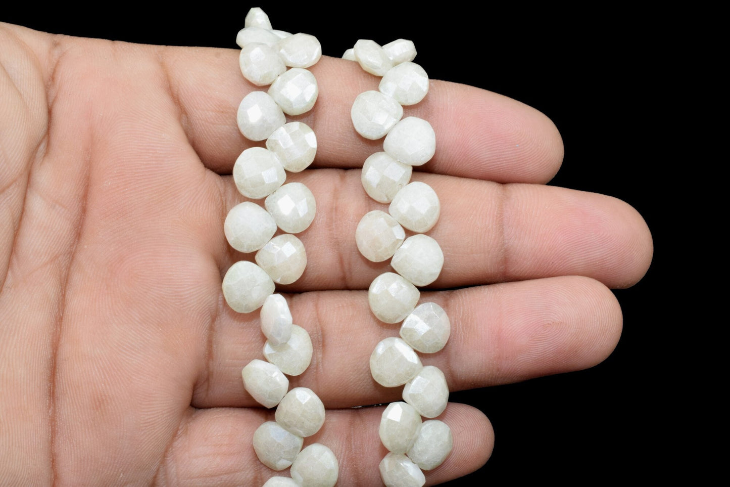 Silverite Faceted Heart Shape,silverite Briolettes,10mm silverite heart shape,faceted heart shape strand,8'' silverite strand,necklace beads