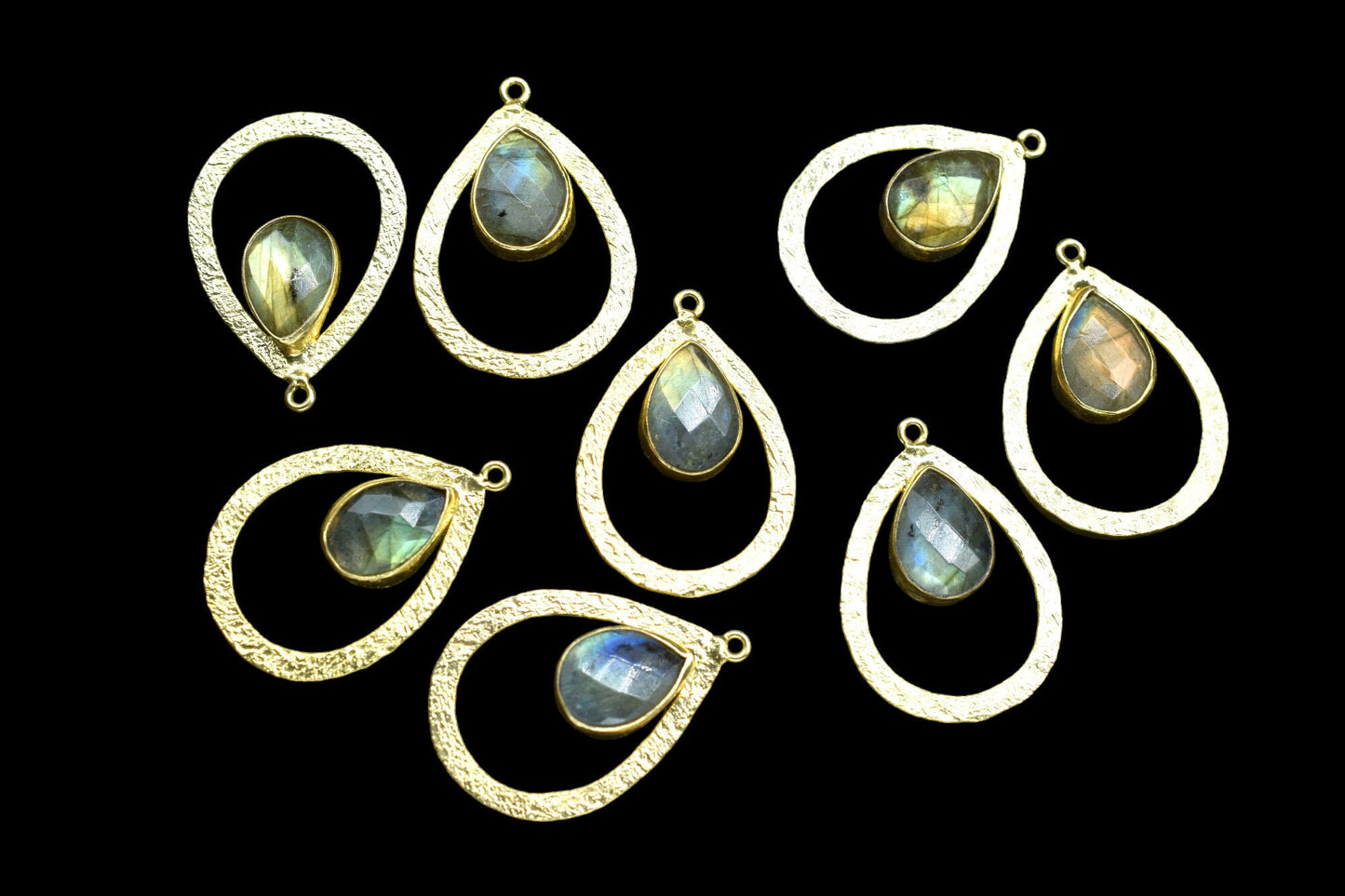 Labradorite Gemstone Pendant/Pear Shape Pendant/Bezel Pendant/Jewelry making Stone/Gold Plated Jewelry/Connector Jewelry/Handmade/Gift