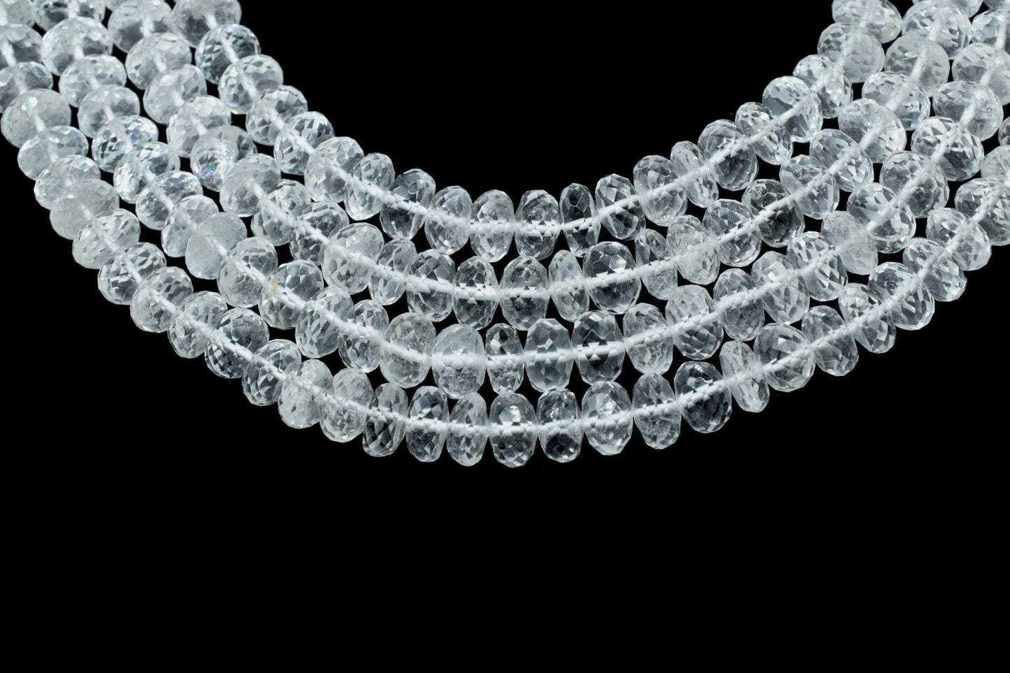 6.5mm 7mm AAA 100% Natural Faceted Rondelle crystal Gemstone Beads Top Quality Natural crystal Beads 6 Inches Strand, Crystal,large beads,