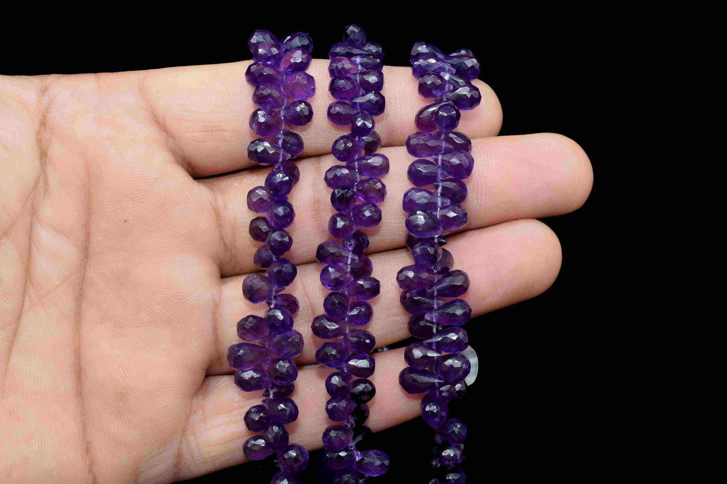 Amethyst Briolettes Faceted Drops Shape, Gemstone Drop Briolettes, 4.5x7mm To 5x8.5mm Purple Amethyst Gemstone Briolettes, Gemstone Jewelry